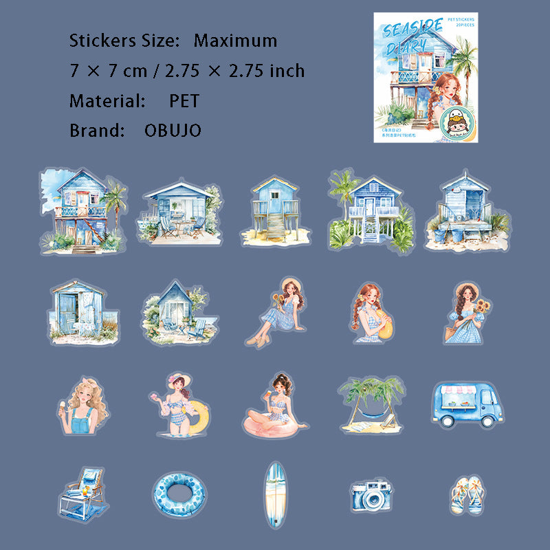 20 Pcs Summer Beach PET Stickers HBRJ