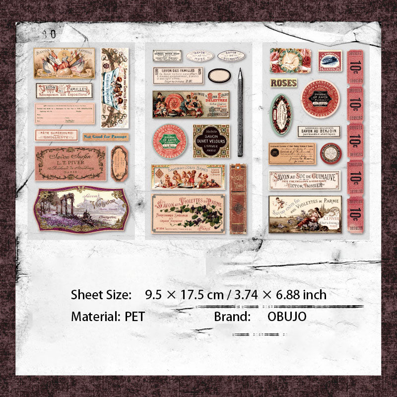 6 Sheets Vinage Words Art Stickers WZYSJ