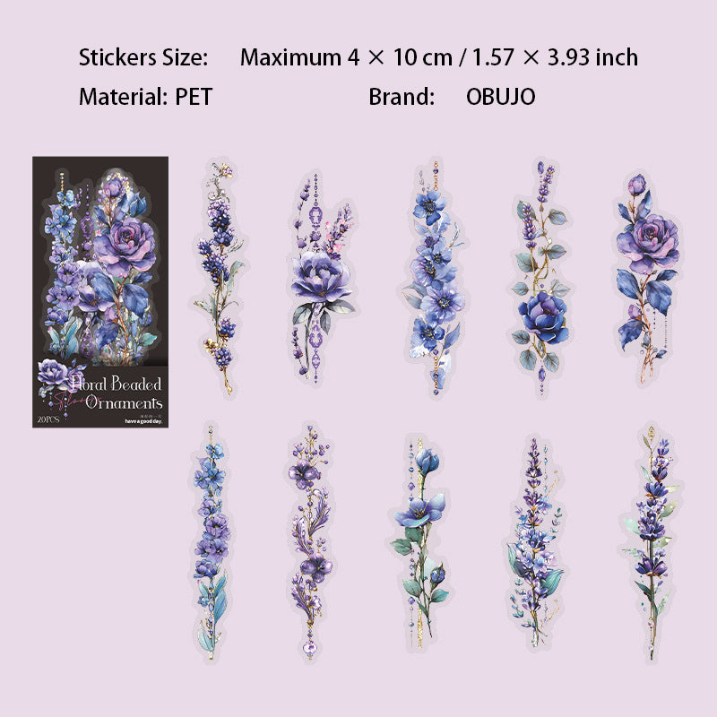 20 Pcs Floral Jewelry PET Stickers HYZS