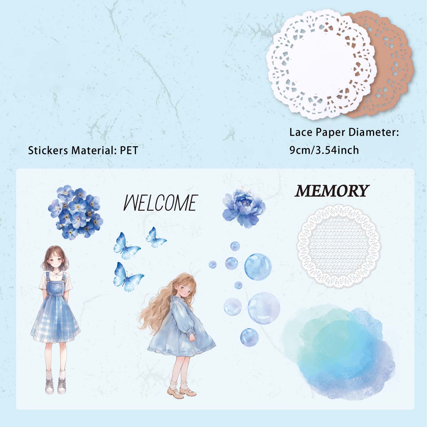 30 Pcs Lace Paper and Girl Stickers HYXL