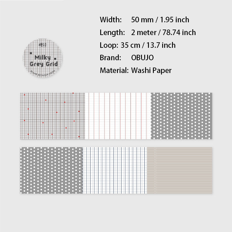 1 Roll Basic Grid Washi Tape GJLB