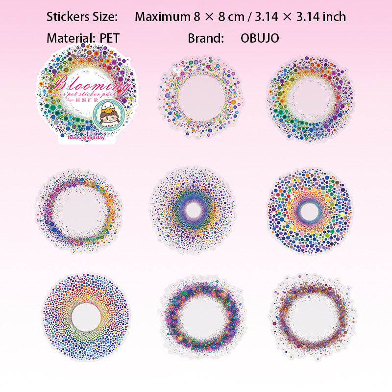 8 Pcs Blooming Flowers Leaf PET Stickers ZFXL