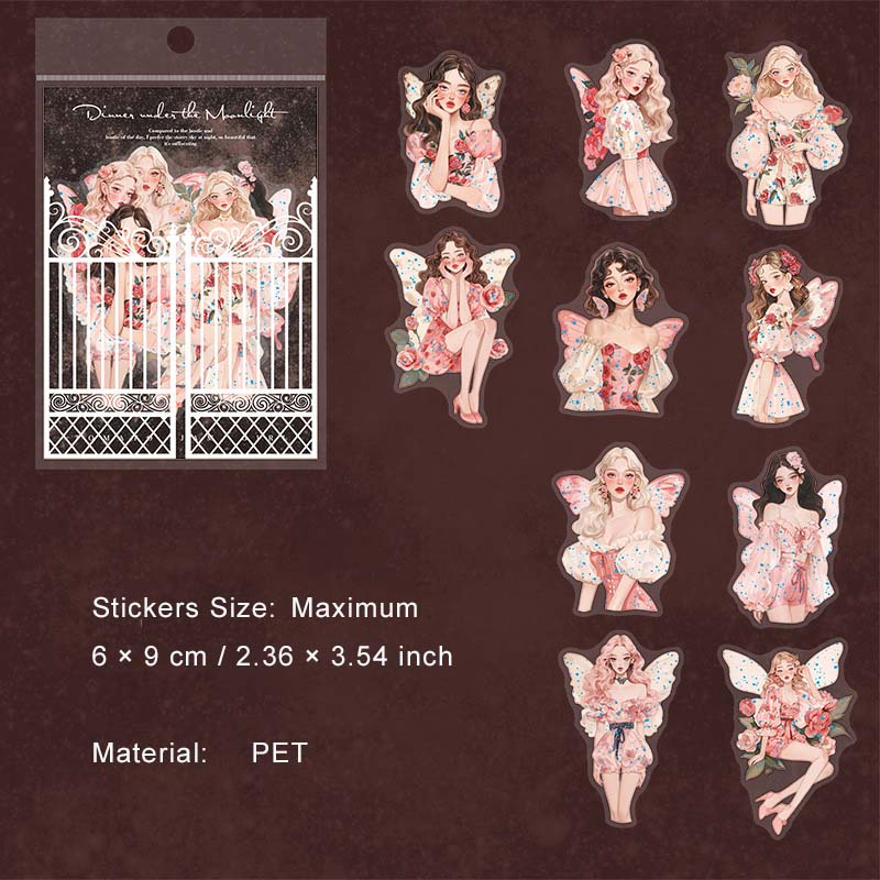 20 Pcs Party Girl PET Stickers YGXWY