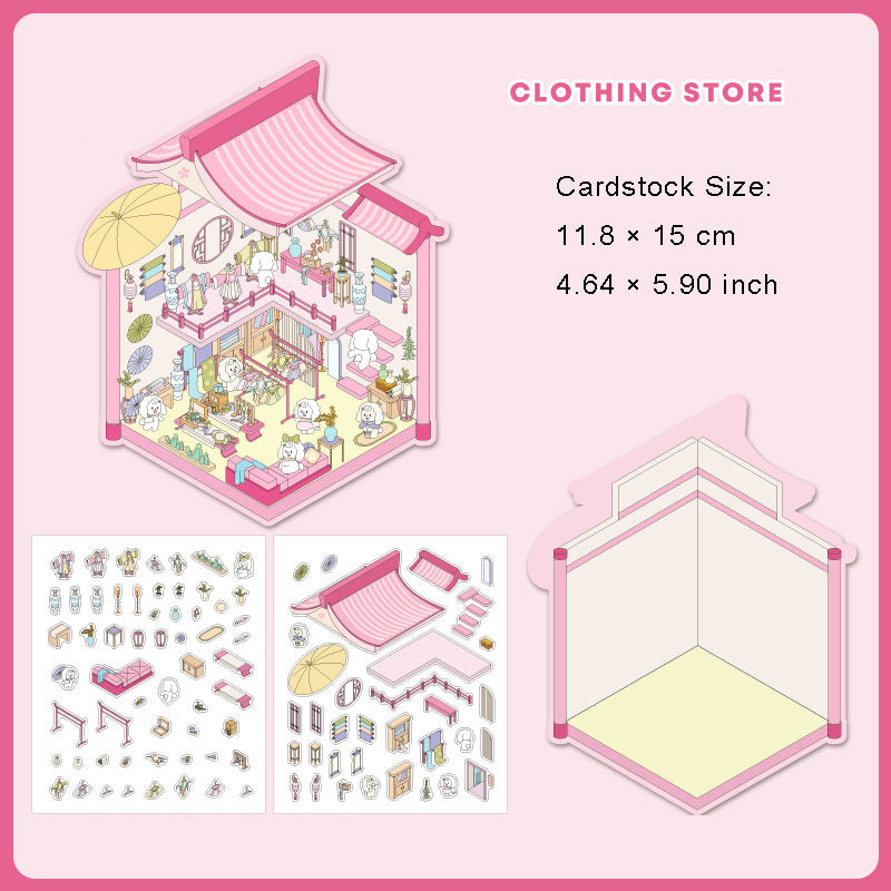 3D Shop Room Scene Stickers Kit KTJS