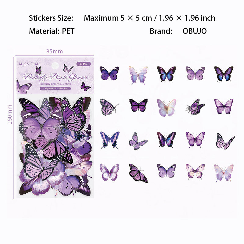 40 Pcs Butterfly PET Stickers DCJL