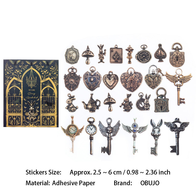 25 Pcs Vintage Key Themed Stickers SMMMB