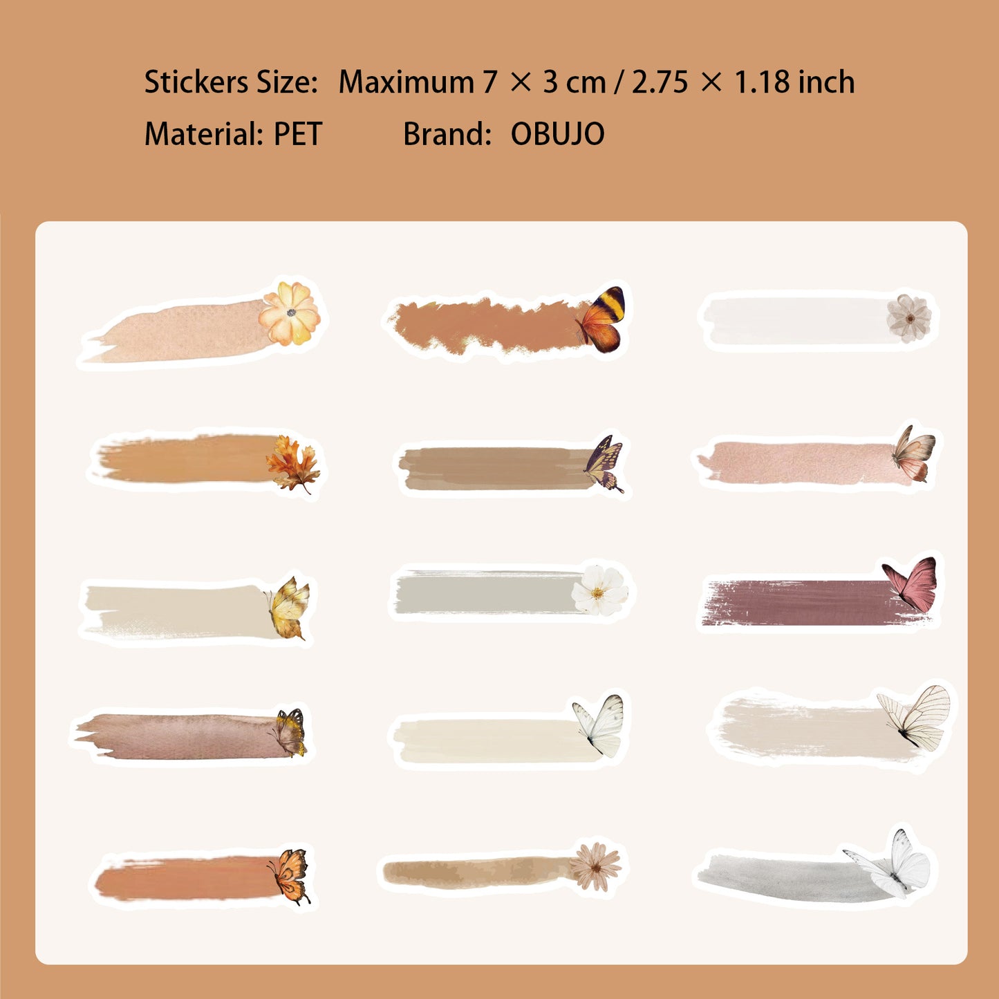 20 Pcs Watercolor Brush Paint PET Stickers HDSJ