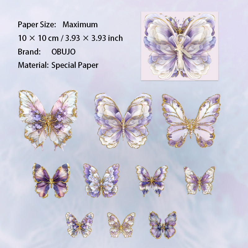 10 Pcs Gold Foil Butterfly Stickers SZD