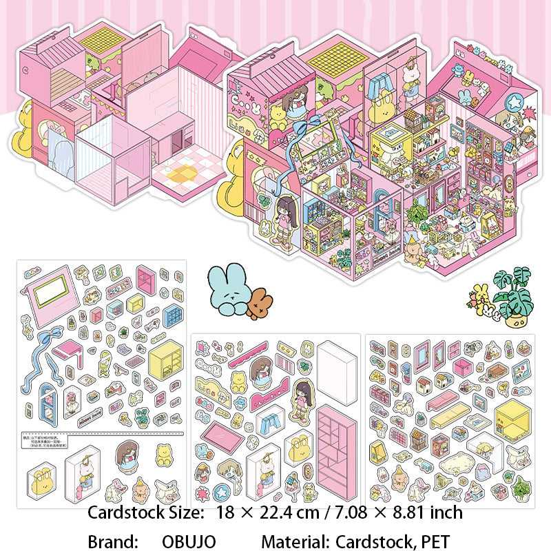 3D House Scene DIY Stickers Kit WDXWEY
