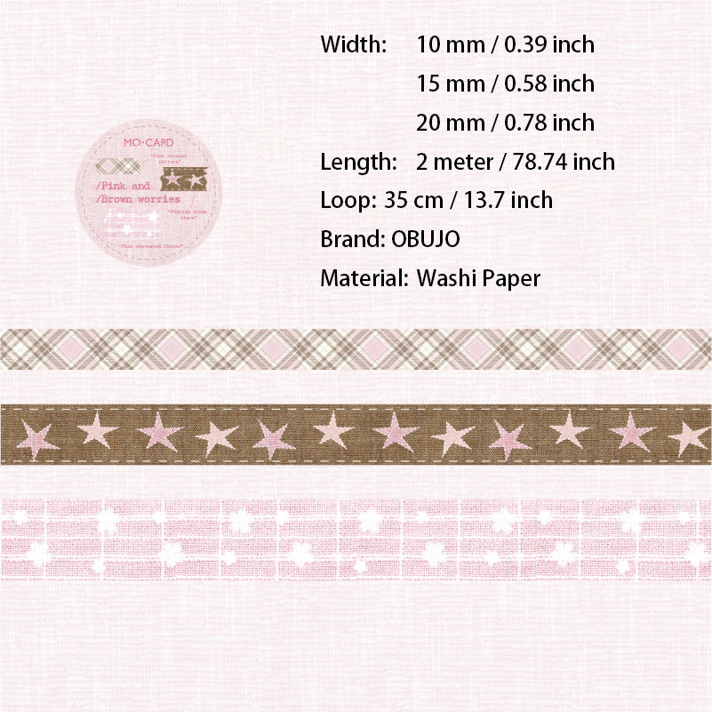 3 Rolls Vitnage Grid Washi Tapes Set SZBY