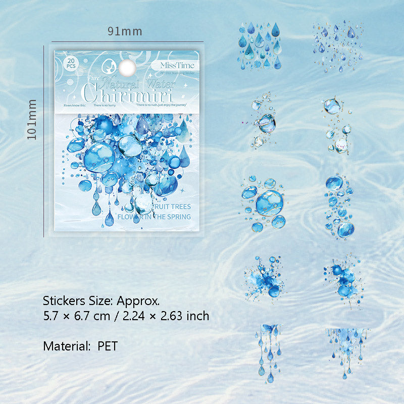 20 Pcs Water Theme PET Stickers ZRSJ