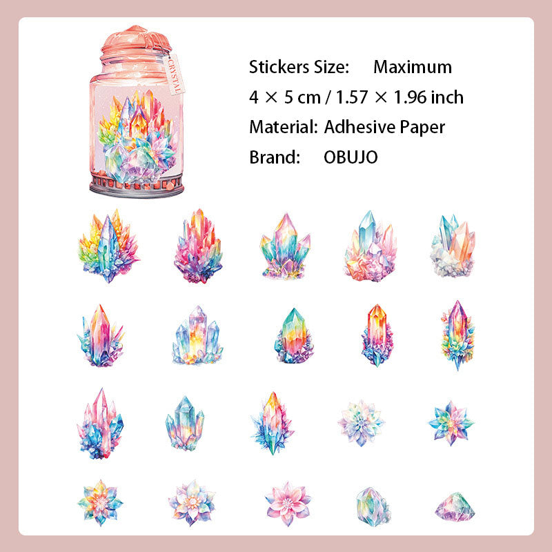 20 Pcs Crystal Flower PET Stickers HJWY
