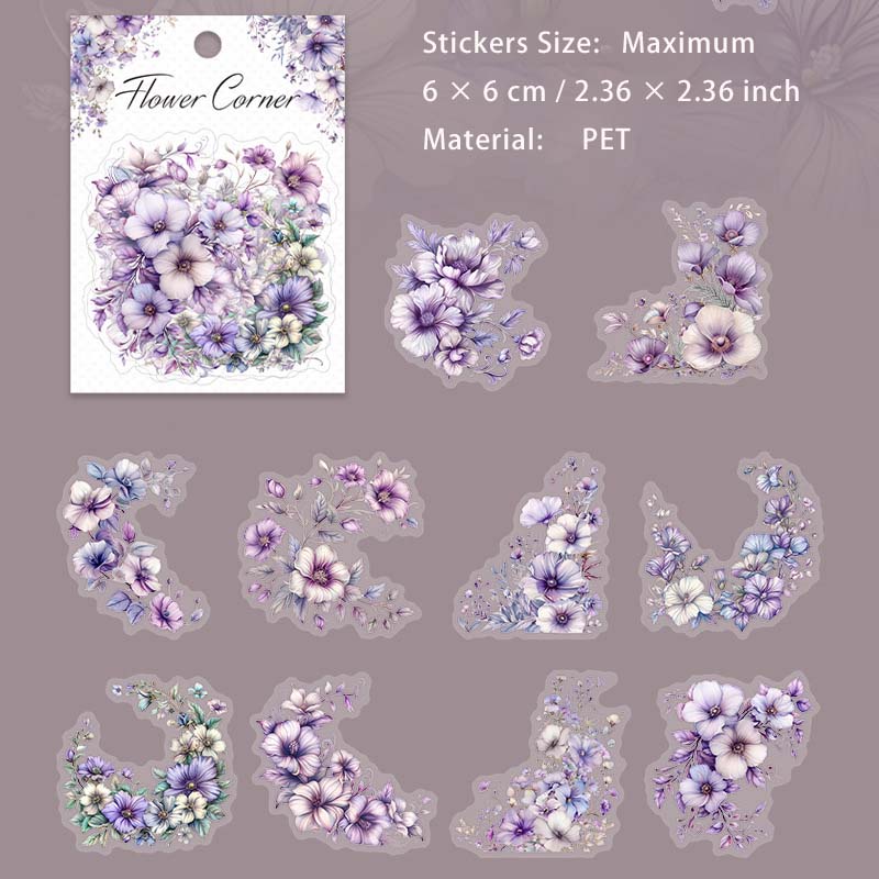 20 Pcs Flower Corner PET Stickers HDBJ
