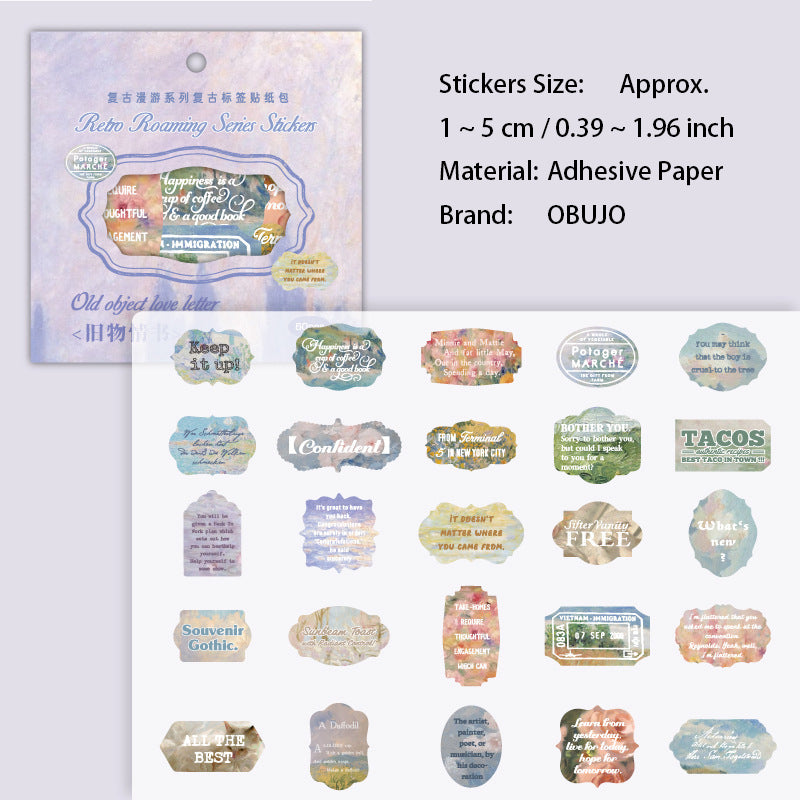 50 Pcs Vintage Words Stickers FGMY