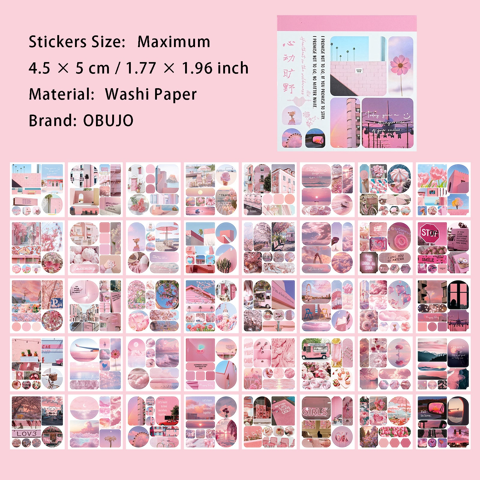 40 Sheets Aesthetics Washi Stickers Book SZLKDF