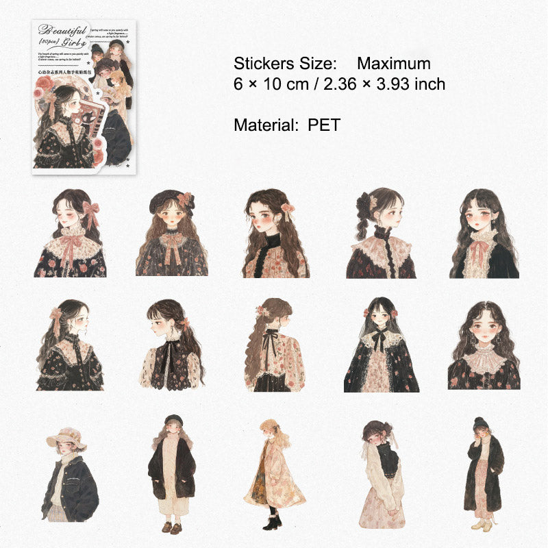 30 Pcs Sweet Girl PET Stickers XDZZ