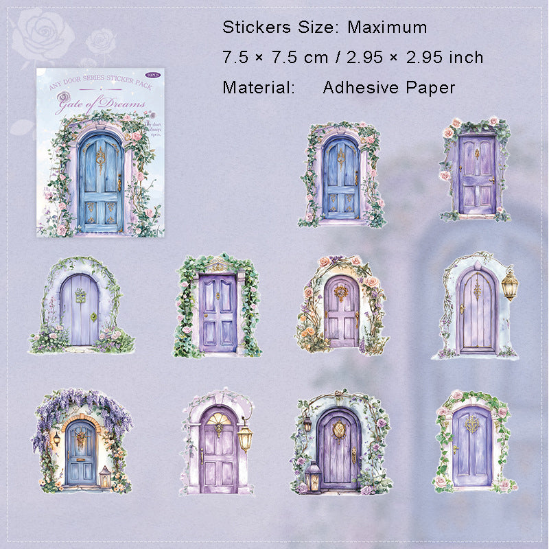 10 Pcs Floral Wooden Door Cardstock Stickers RYMX