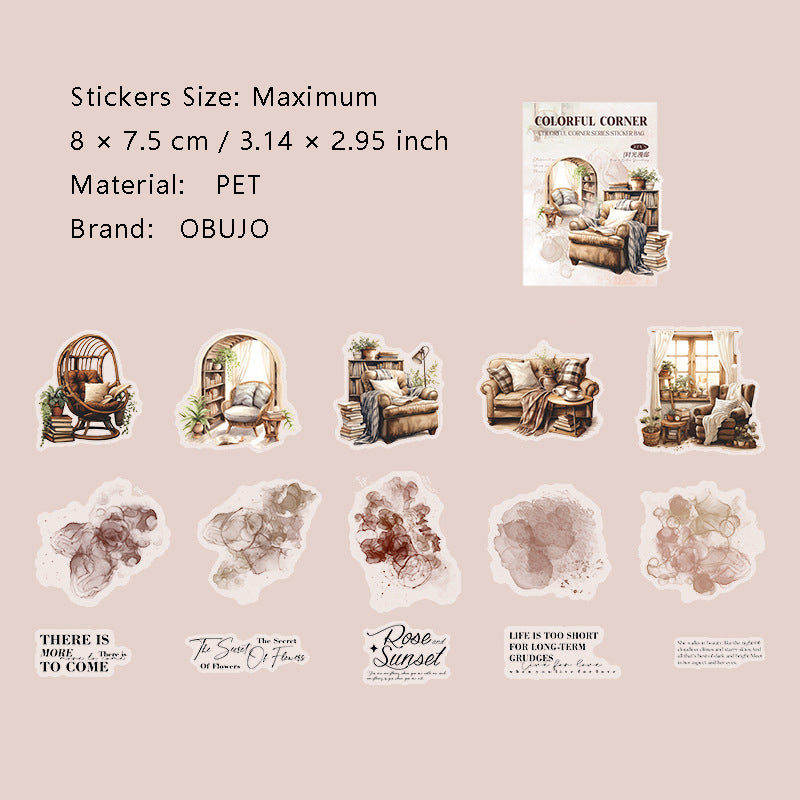 30 Pcs Watercolor Furniture Quote PET Stickers BLJL