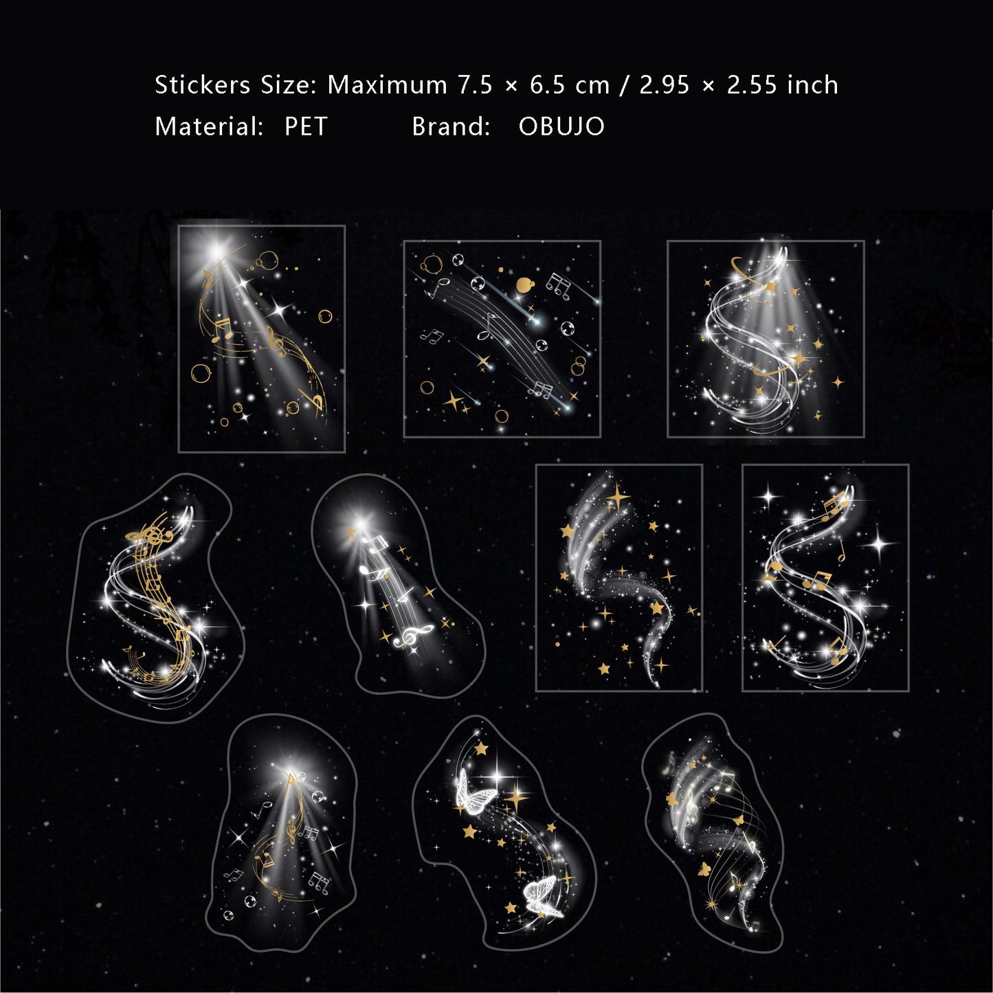 20 Pcs Fantasy Light PET Stickers HGFJ