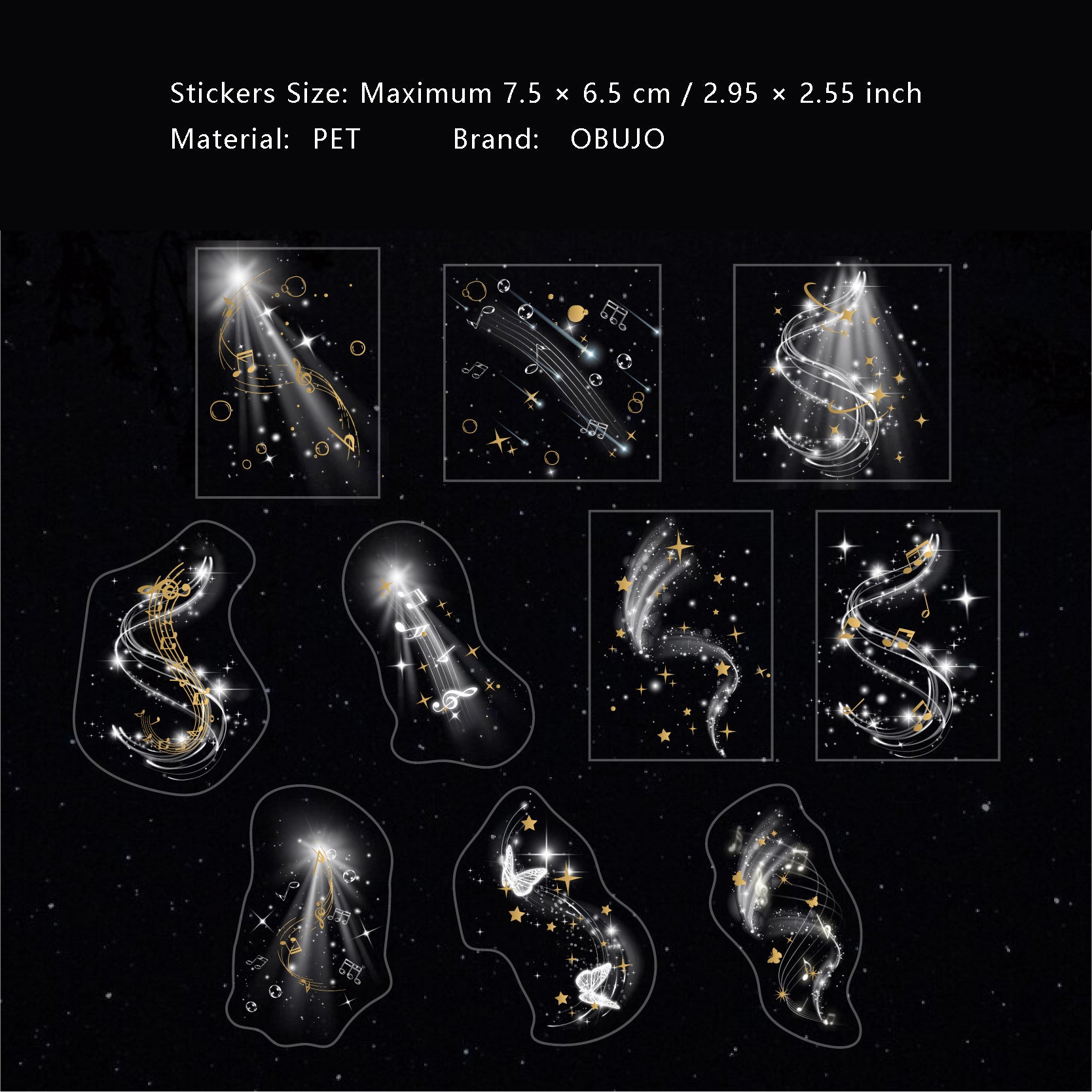 20 Pcs Fantasy Light PET Stickers HGFJ