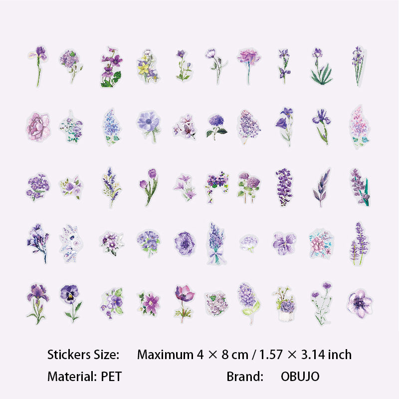 100 Pcs Seasonal Flower PET Stickers HKYQ