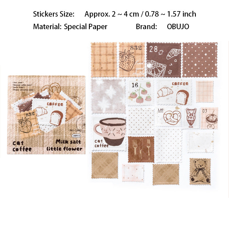 20 Pcs Aesthetic Embossed Journal Stickers YSJS
