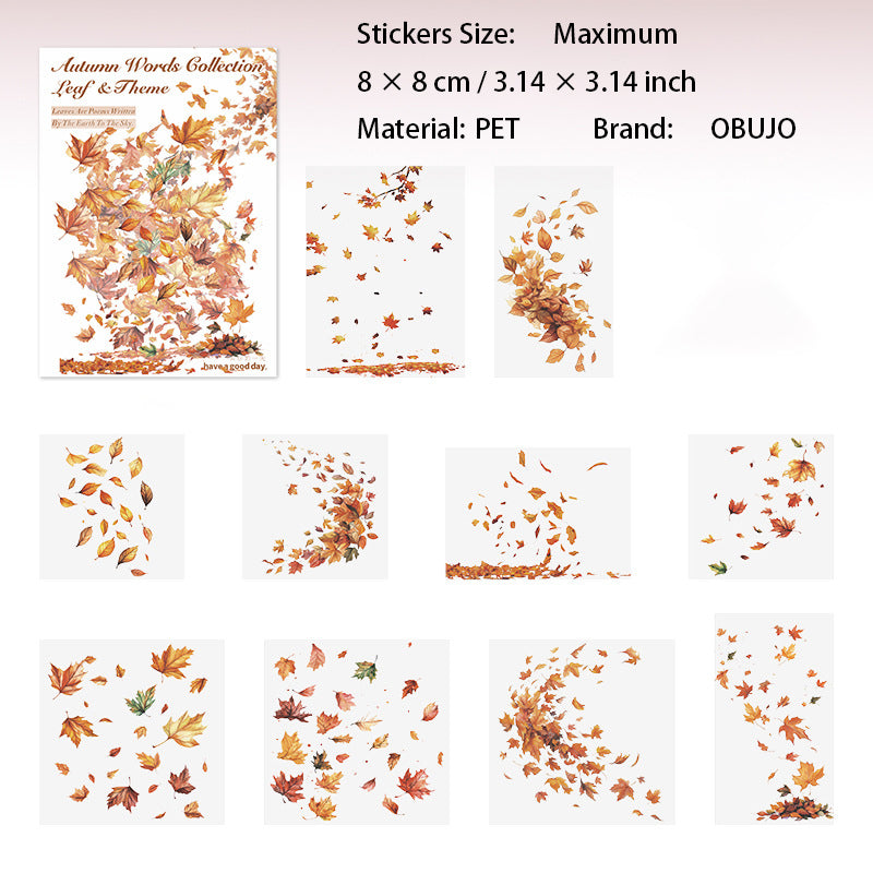 20 Pcs Autumn Leaves PET Stickers QYJXL