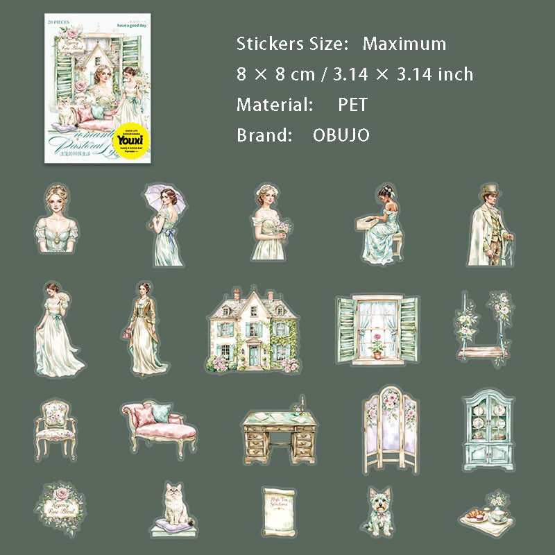 20 Pcs Garden Lady PET Stickers LMTYSH