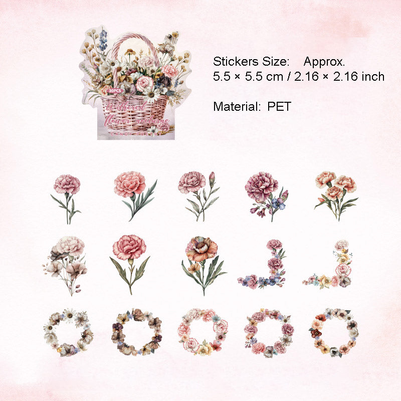 30 Pcs Flower Theme PET Stickers SLXZ