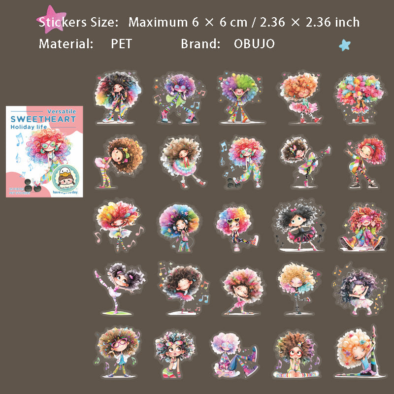 25 Pcs Cartoon Girl PET Stickers TXJQSH