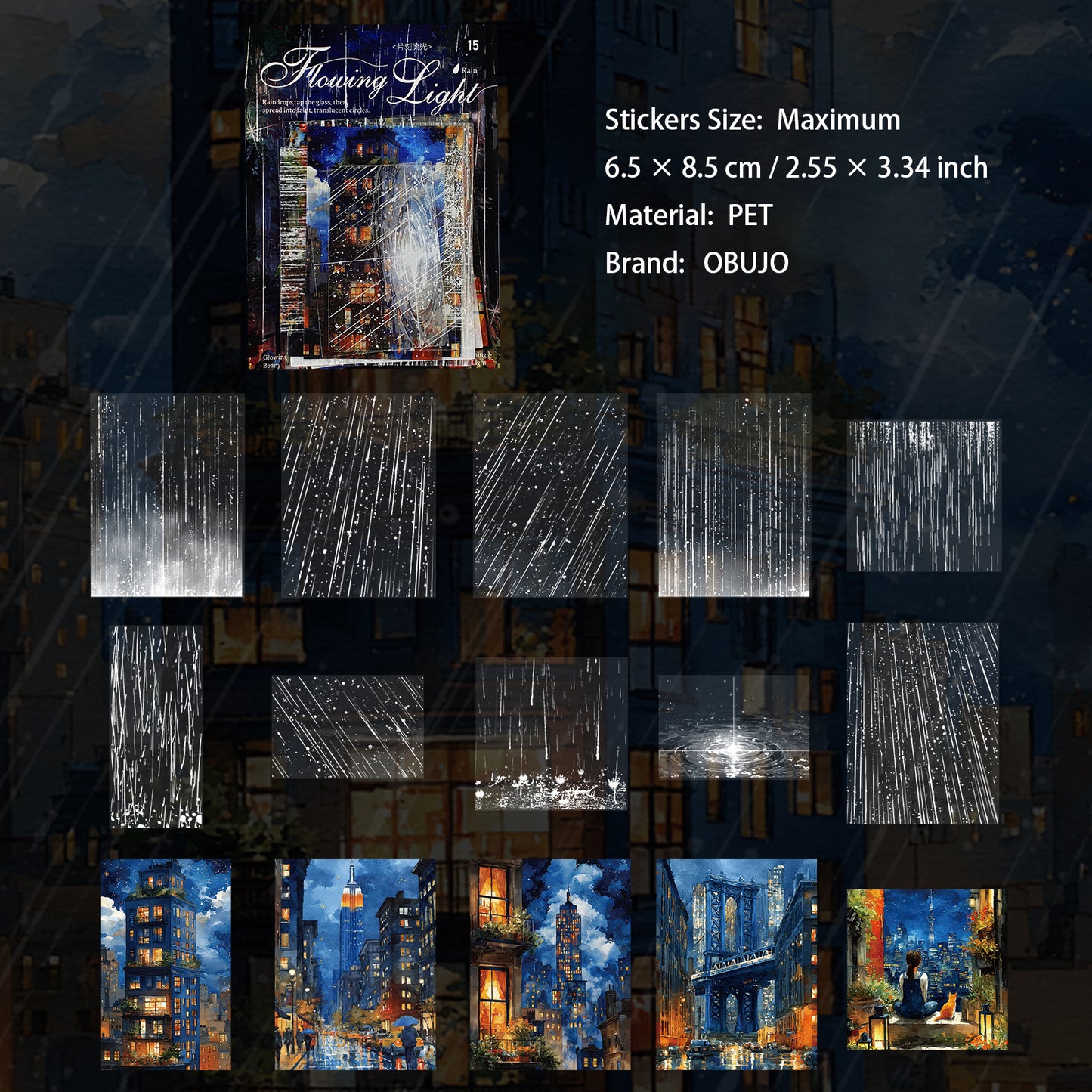 15 Pcs Light Star PET Stickers PKLG