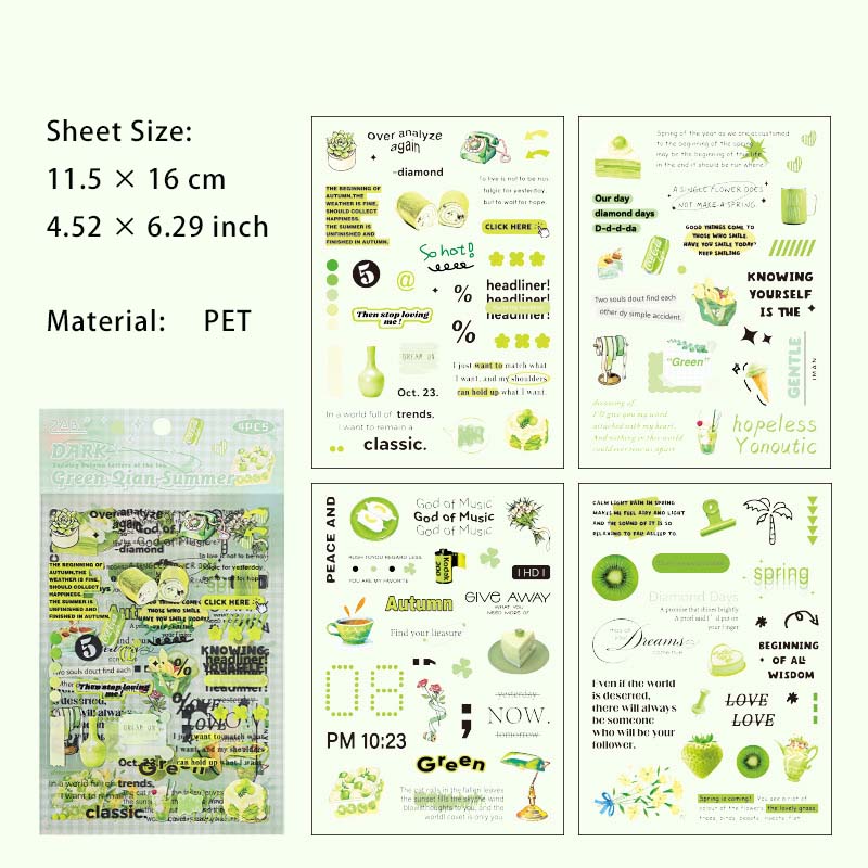 4 Sheet Creative Journal PET Stickers YJQX