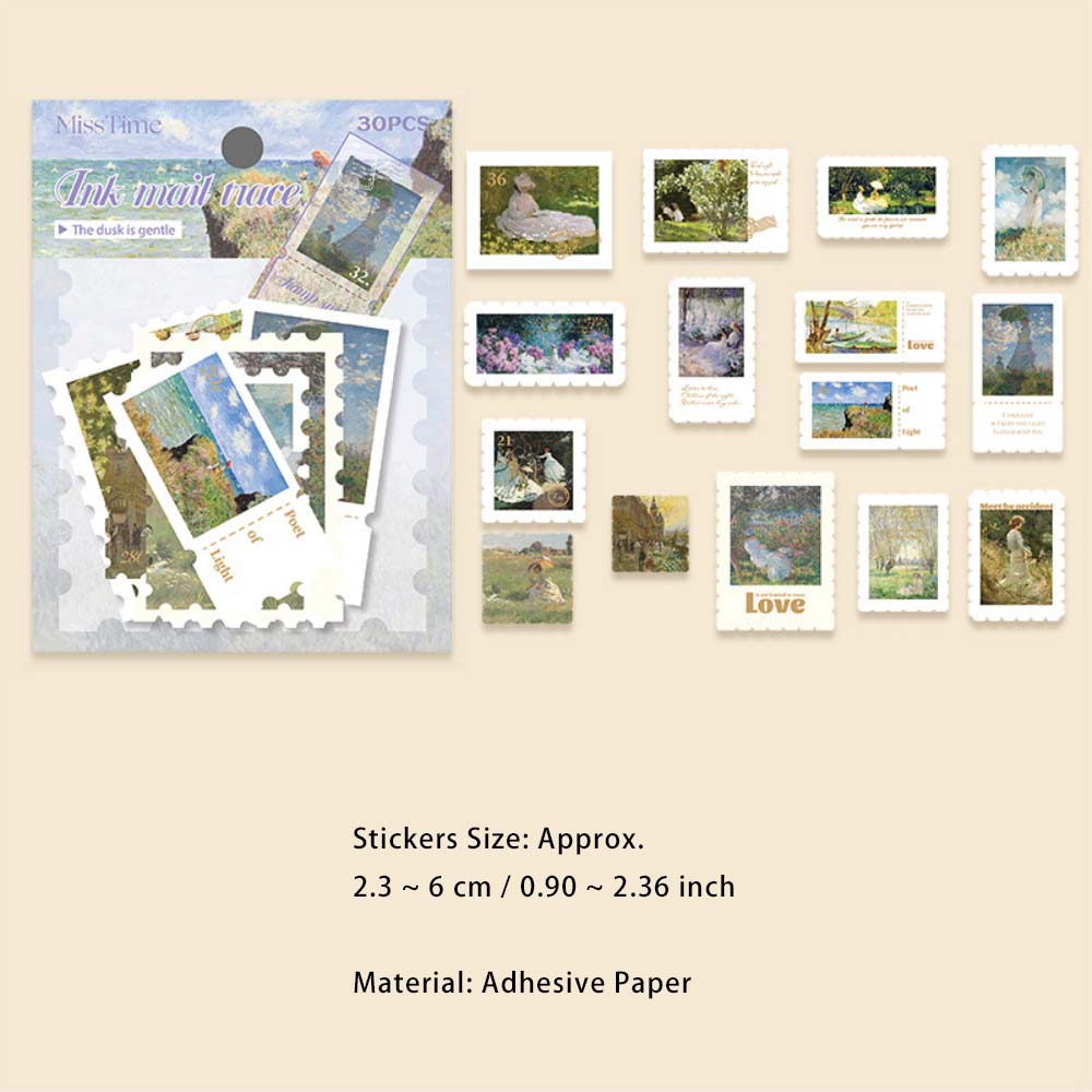 30 Pcs Botanical Postage Stamp Stickers MCYJ