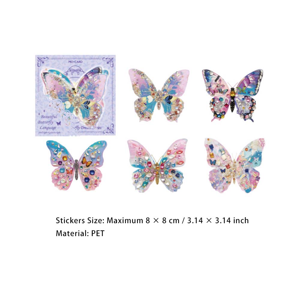 10 Pcs Glitter Butterfly PET Stickers BSDM