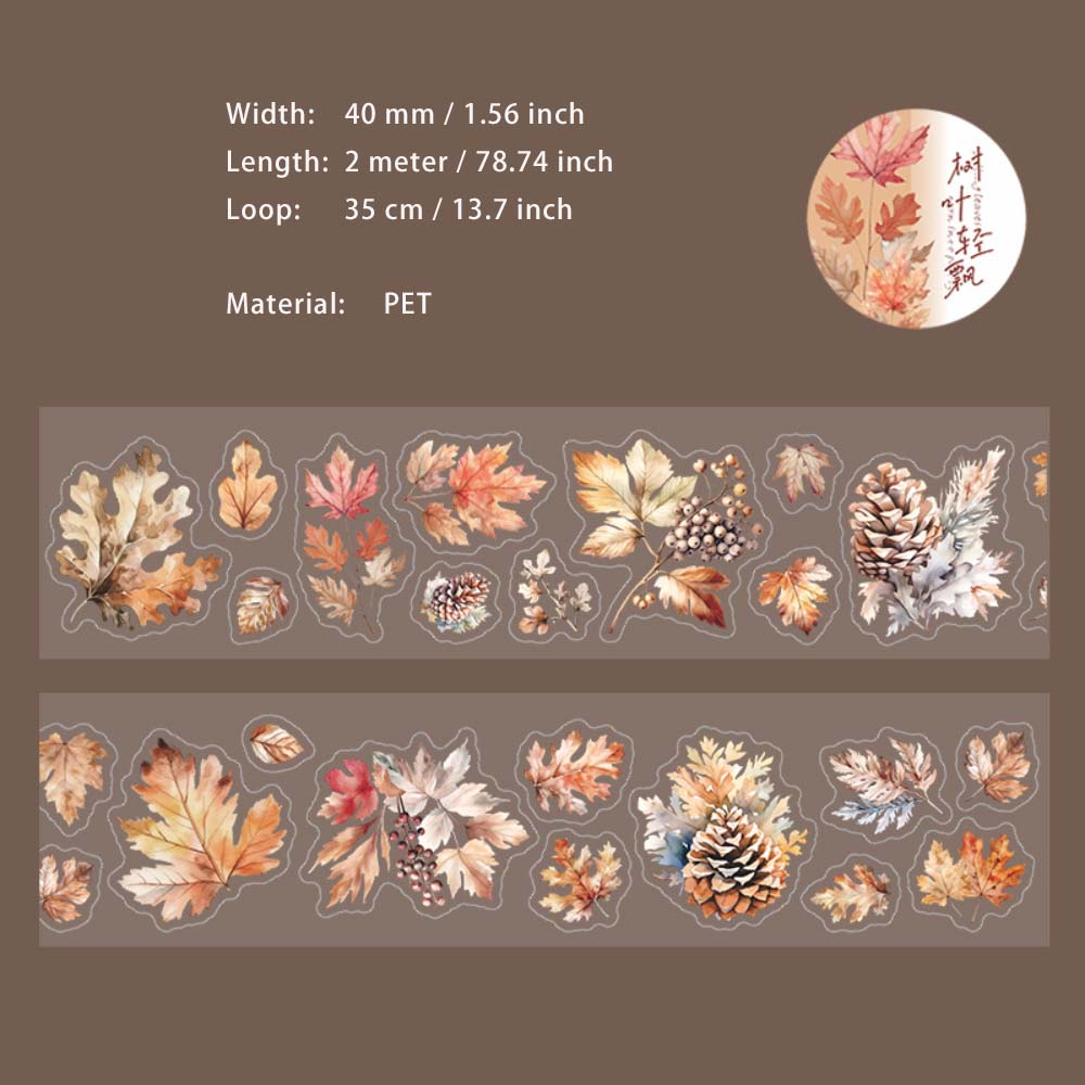 1 Roll Seasonal Leaf Pre-cut Stickers Tape LYCS