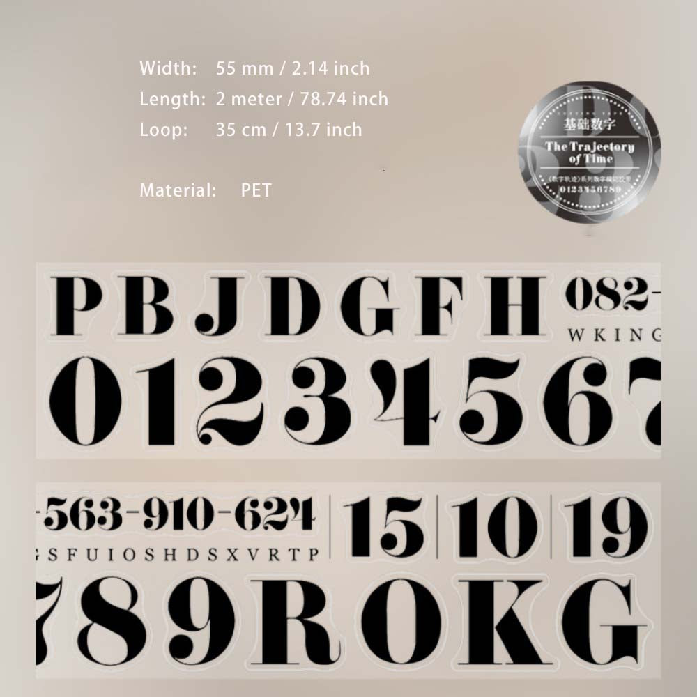1 Roll Pre-cut Alphabet Numebr PET Stickers Tape SZGJ