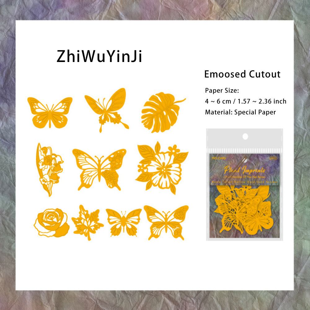 10 Pcs Embossed Cutout Scrapbook Paper LNSJ