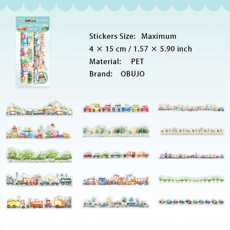 15 Pcs Creative Cute PET Stickers KAQML