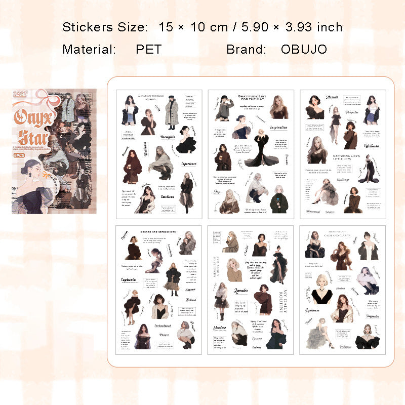 6 Sheets Urban Fashion Girl PET Stickers RGXY