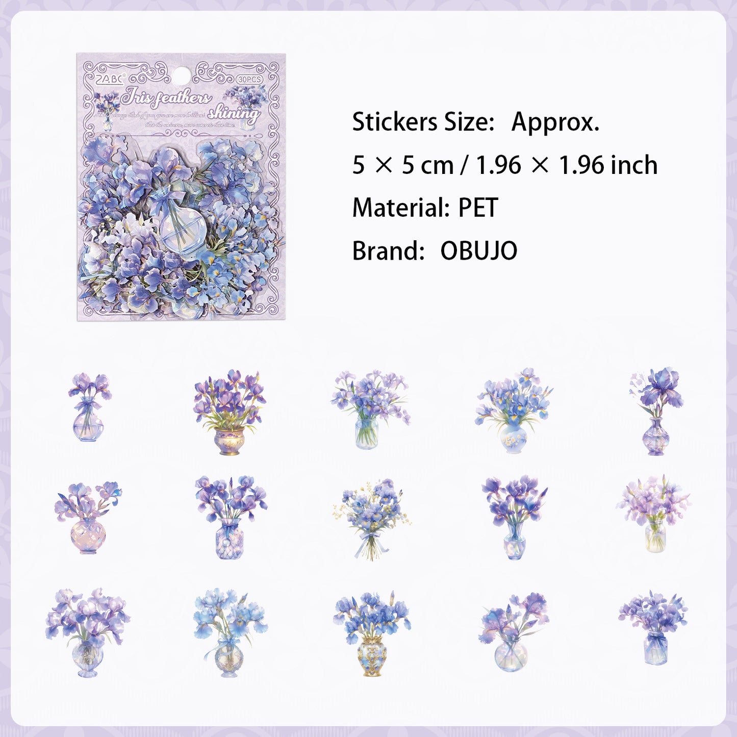 30 Pcs Potted Flowers PET Stickers HJXS