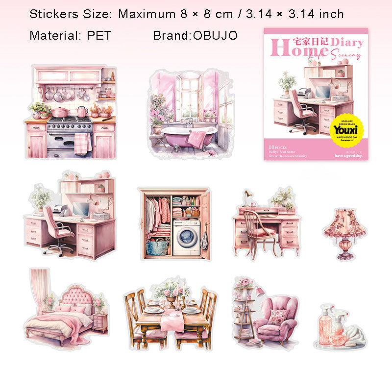 10 Pcs Home Daily PET Stickers ZJRJ