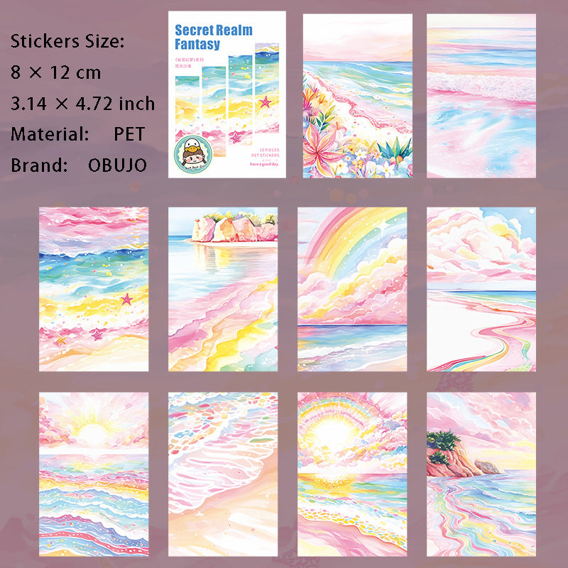 10 Pcs Fantasy Landscape PET Stickers MJHM