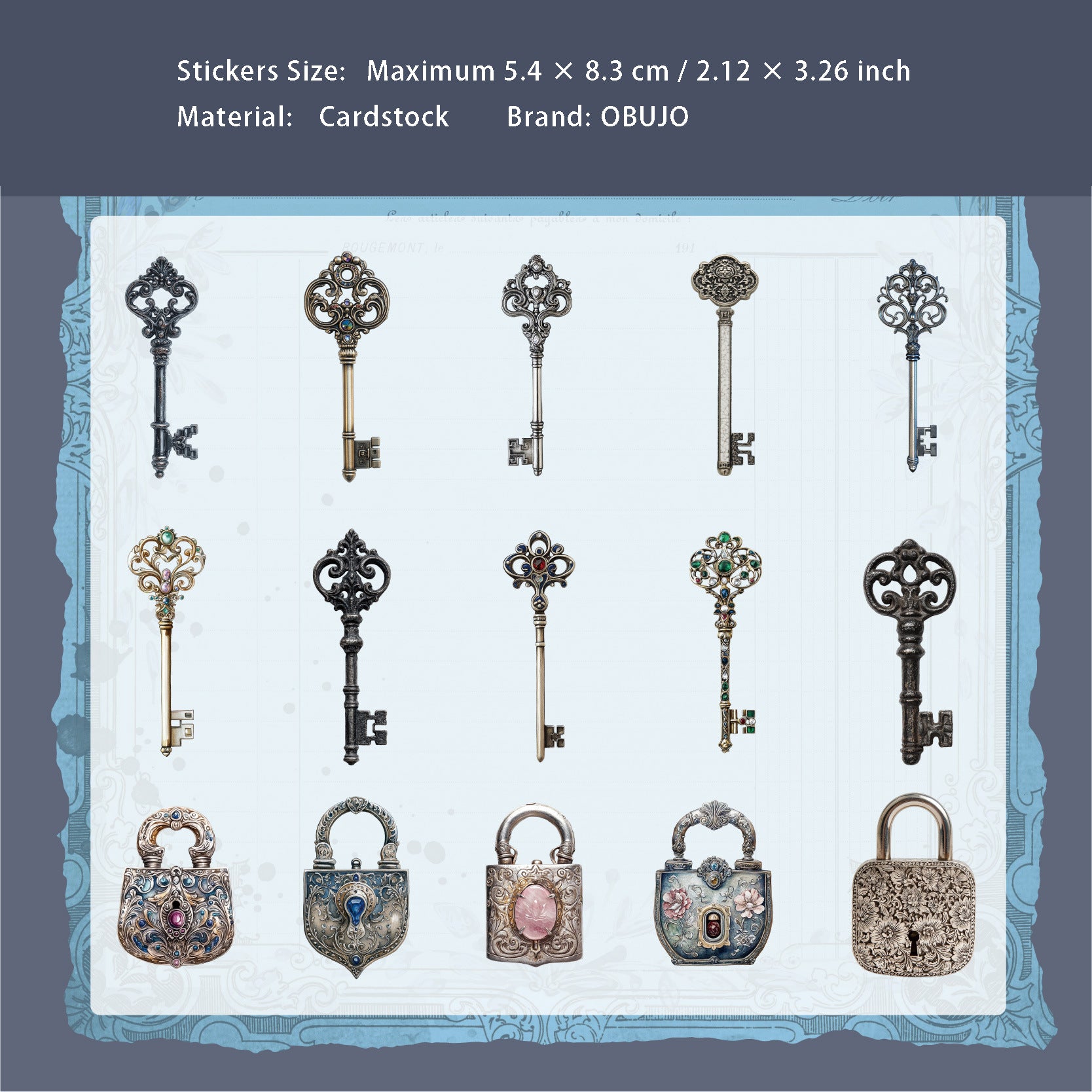 30 Pcs Key Lock Cardstock Stickers SYXL