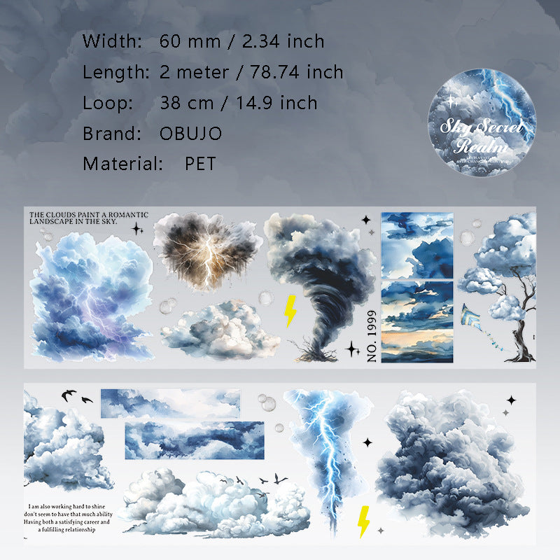 1 Roll Cloud Sky PET Stickers Tape TKMJ