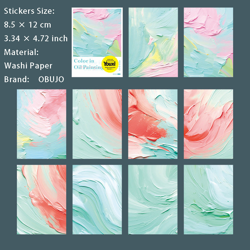 10 Pcs Oil Paint Art Washi Stickers YHLSC