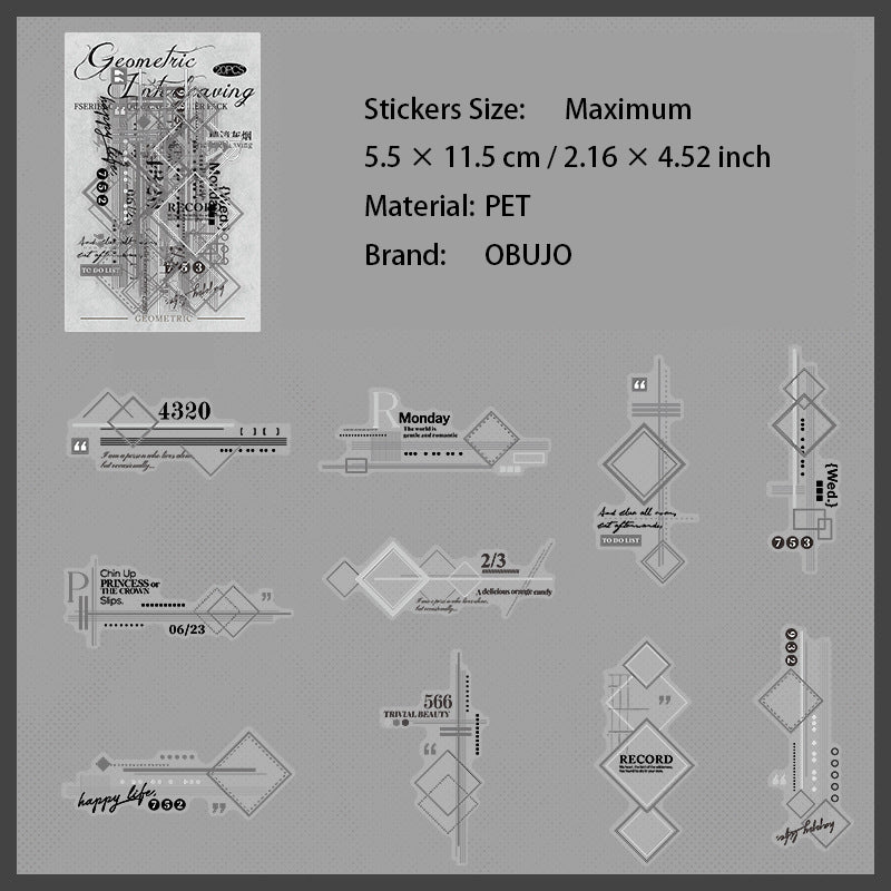 20 Pcs Geometric Themed PET Stickers JHJZ