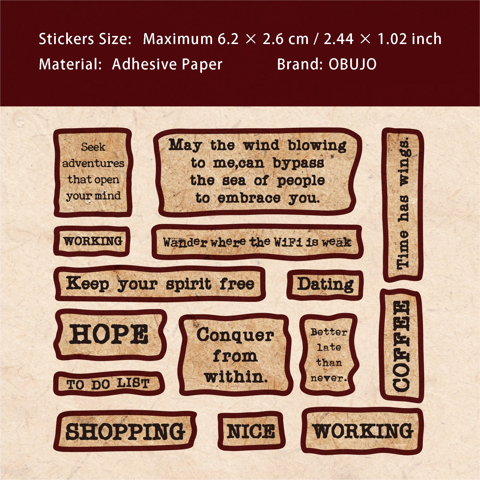 30 Pcs Vintage Quote Stickers XYXL