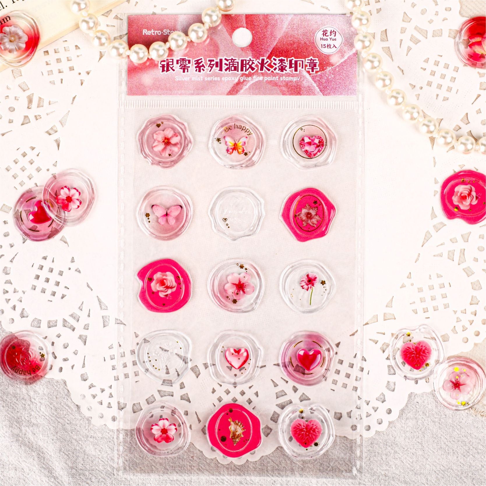 15 Pcs Epoxy Glue Wax Seal Stickers YWXL
