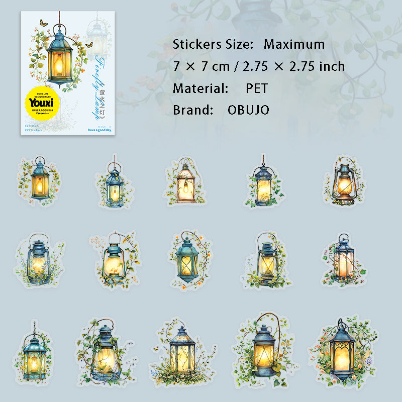 15 Pcs Garden Lamp PET Stickers YHZD