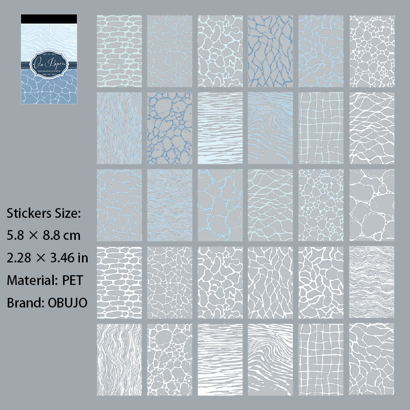 30 Sheets Basic Texture PET Stickers Book CNYWL